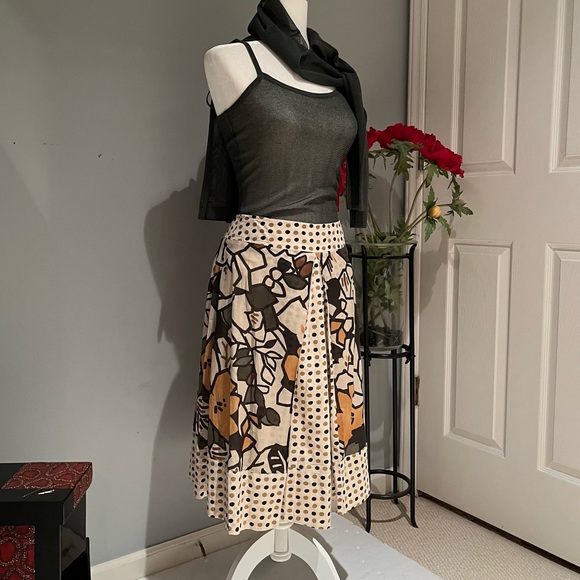 New Weekend Max Mara Floral Dot Printed Cotton Poplin Skirt Sz IT 38 US 4 NWOT - Picture 13 of 16